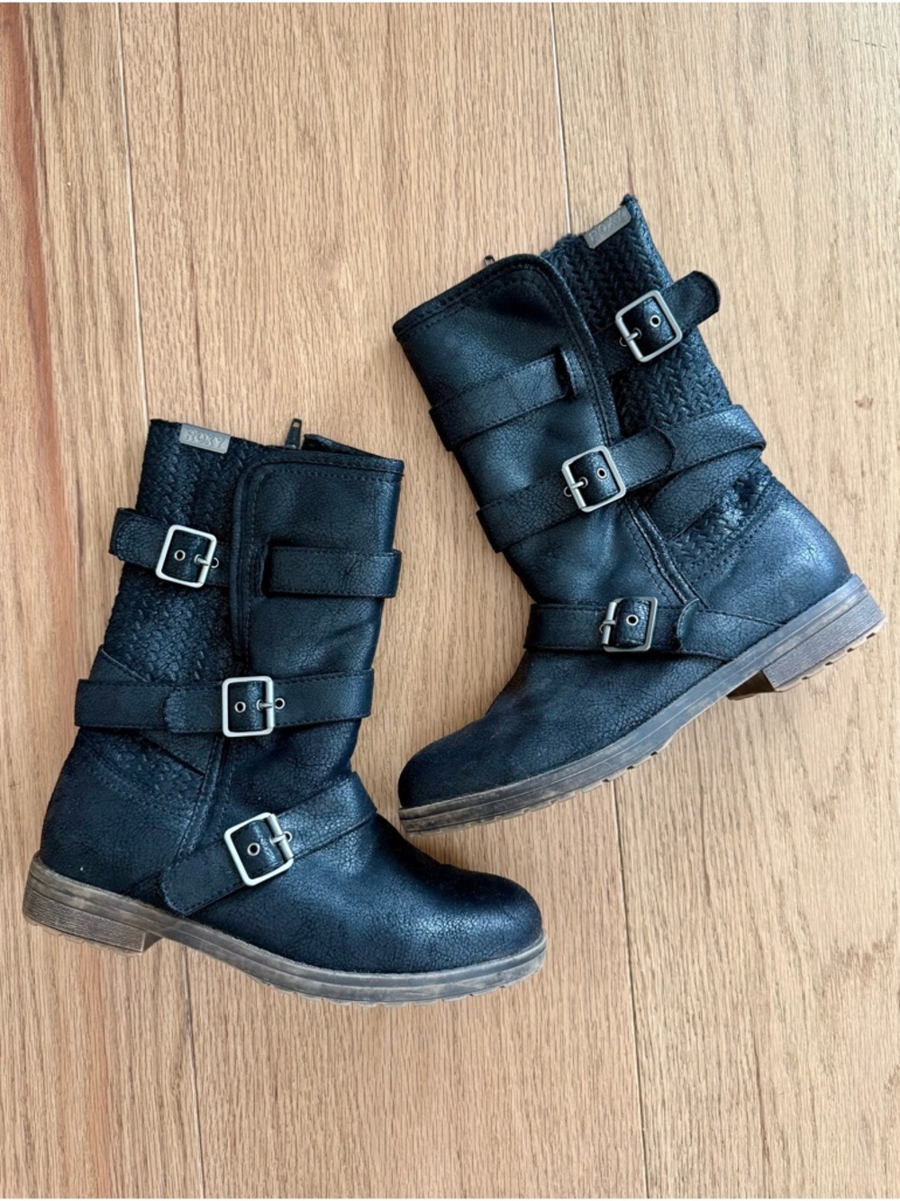 Women’s Black Buckle Mid-Calf Boots